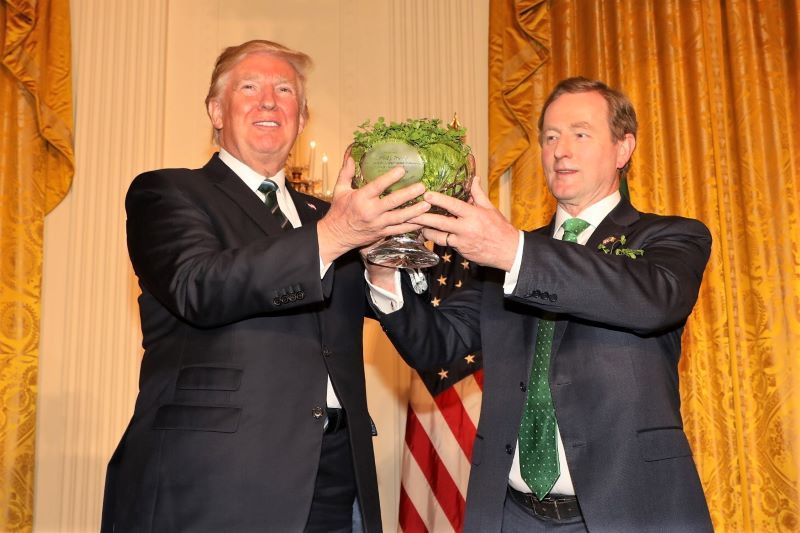 March 16, 2017: Taoiseach Enda Kenny with President Donald Trump at the Shamrock Bowl presentation in the White House. (RollingNews.ie)