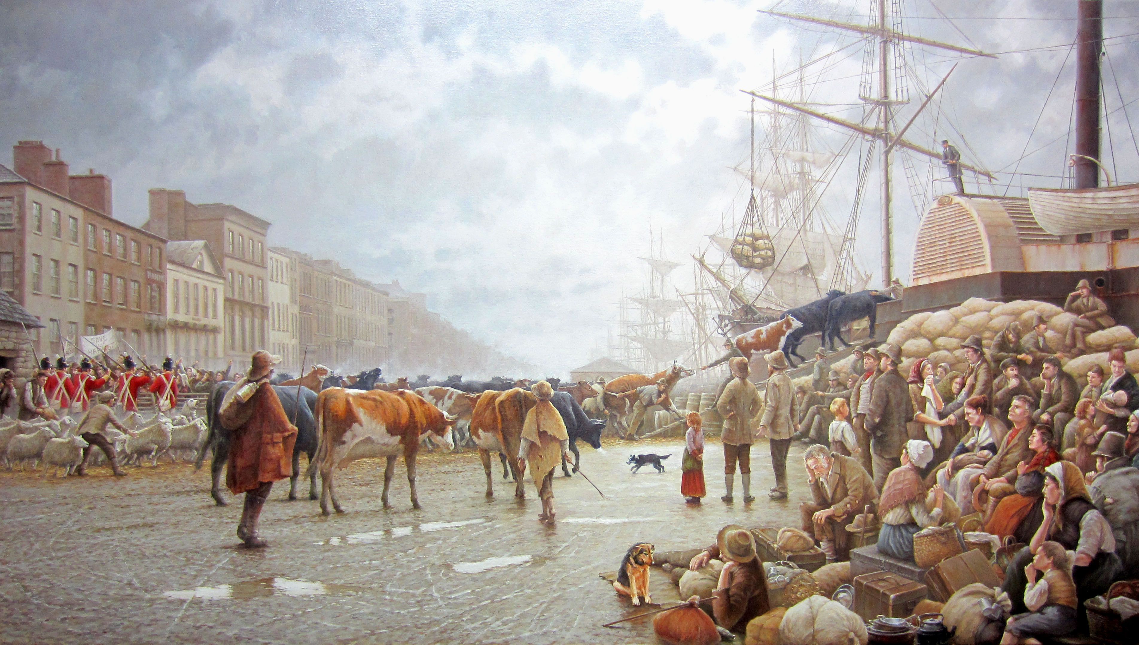 Famine emigrants prepare to leave Ireland. Jerry Mulvihill