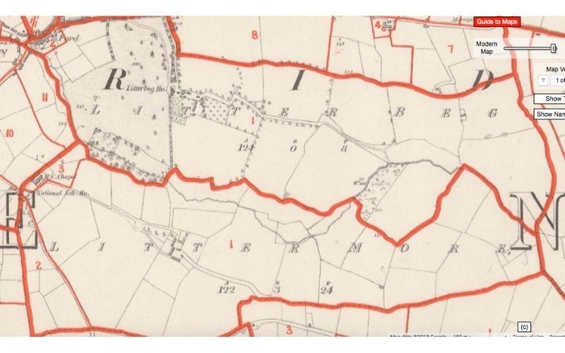 Historic map produced on Griffith’s Valuation website for Litterbeg townland where Mary Whelan lived in 1853.