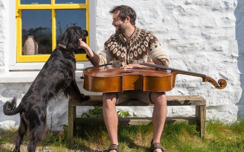 Patrick Dexter with his companion Naoise outside his cottage in County Mayo. Credit: Claire-Jeanne Nash Patrick Dexter with his companion Naoise outside his cottage in County Mayo. Credit: Claire-Jeanne Nash