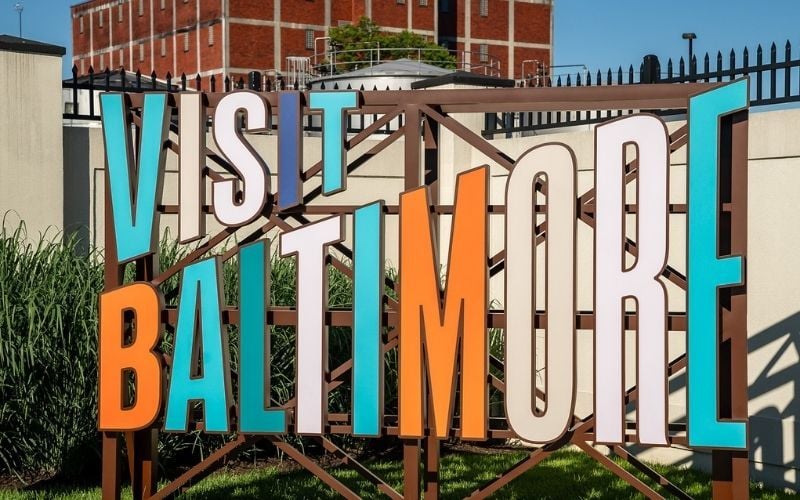 'Visit Baltimore' sign outside the Guinness Open Gate Brewery 'Visit Baltimore' sign outside the Guinness Open Gate Brewery