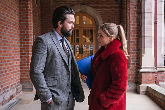 Emmet J. Scanlan and Emily Reid are secret lovers in The Deceived Emmet J. Scanlan and Emily Reid are secret lovers in The Deceived