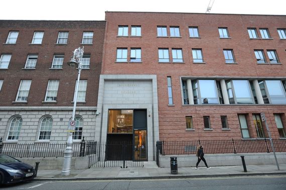 School boys on their way to Belvedere College today.