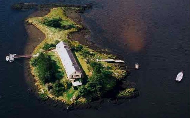An aerial view of the island of Inis Saimer An aerial view of the island of Inis Saimer