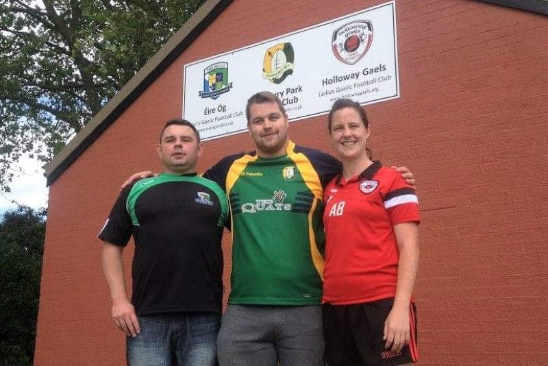 Presidents of Eire Óg and Holloway Gaels with Sean Burke.