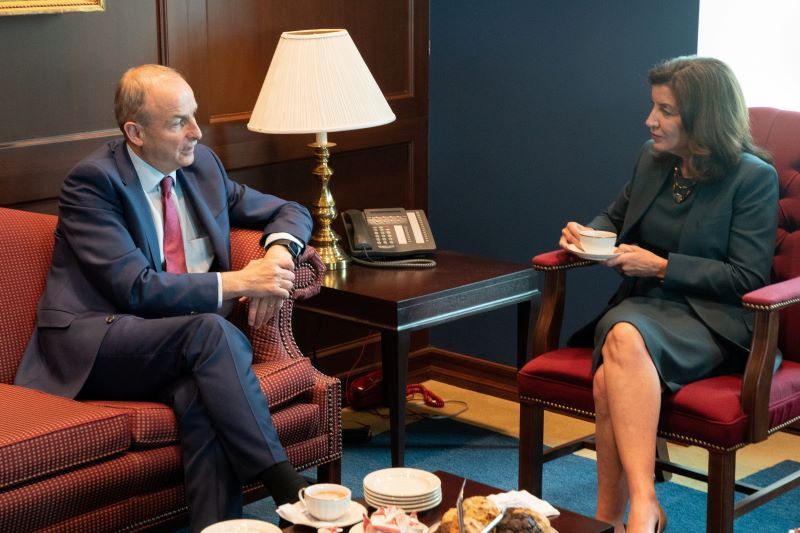 Taoiseach Micheal Martin and Governor Kathy Hochul meeting at the Governor's New York City office on September 20, 2021 (Don Pollard / Governor's Office)