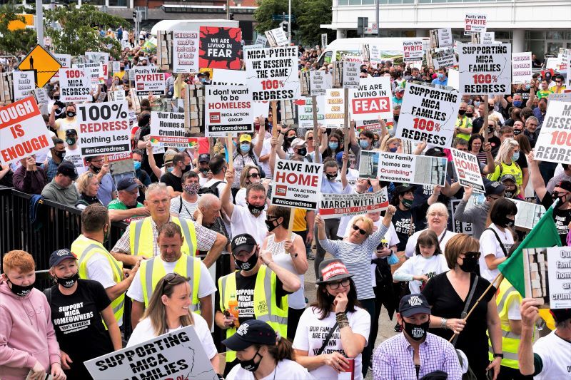 The Mica Redress protest in Dublin in June 2021. (Photo courtesy Mica Action Group)