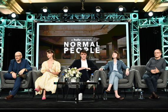 Sally Rooney pictured with the cast of Normal People in 2020 Sally Rooney pictured with the cast of Normal People in 2020