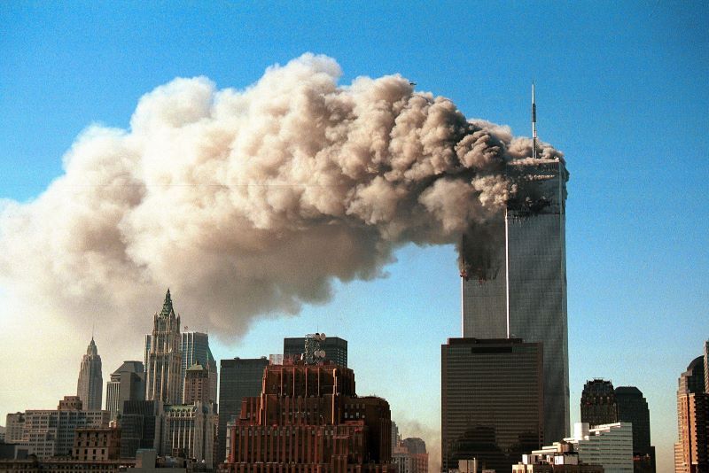 The Twin Towers in New York City on September 11, 2001. (Getty Images)