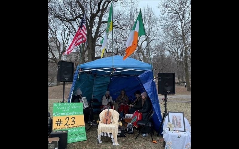 Musicians playing at the Ashling Murphy walk in Central Park in NYC on January 23. (Photo: Michael Dorgan)