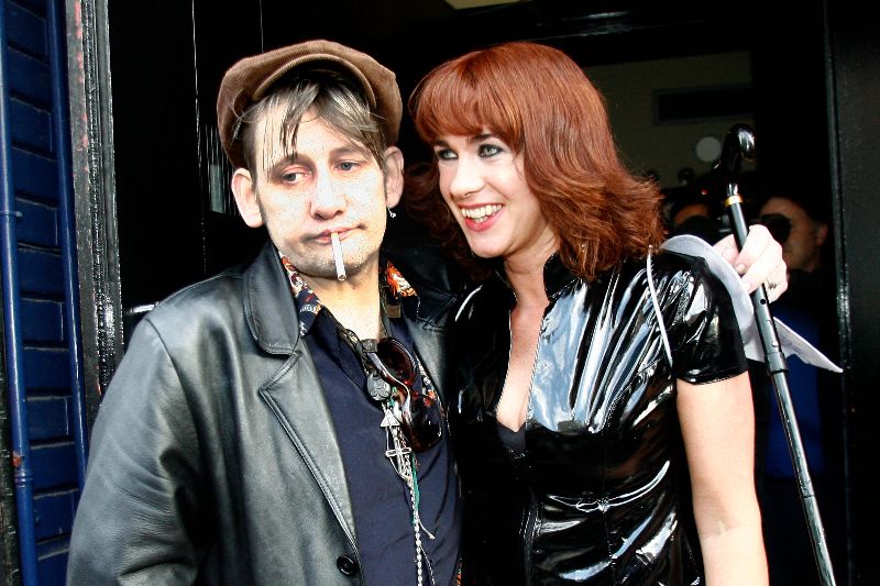 April 11, 2007: Shane MacGowan smoking a cigarette while with his fiance Victoria Mary Clarke at her book 'Angel in Disguise' launch at Vicar Street, Dublin. (RollingNews.ie)