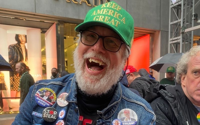 March 17, 2022: A Trump supporter at the New York City St. Patrick's Day Parade. (Debbie McGoldrick / Irish Voice)
