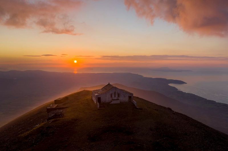 Sunset at the summit of Croagh Patrick in County Mayo. (Ireland's Content Pool)