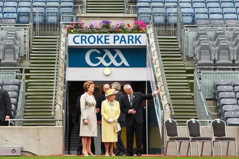 August 18, 2011: Queen Elizabeth with President of Ireland Mary McAleese at Croke Park, the GAA's headquarters, in Dublin, Ireland. (RollingNews.ie)