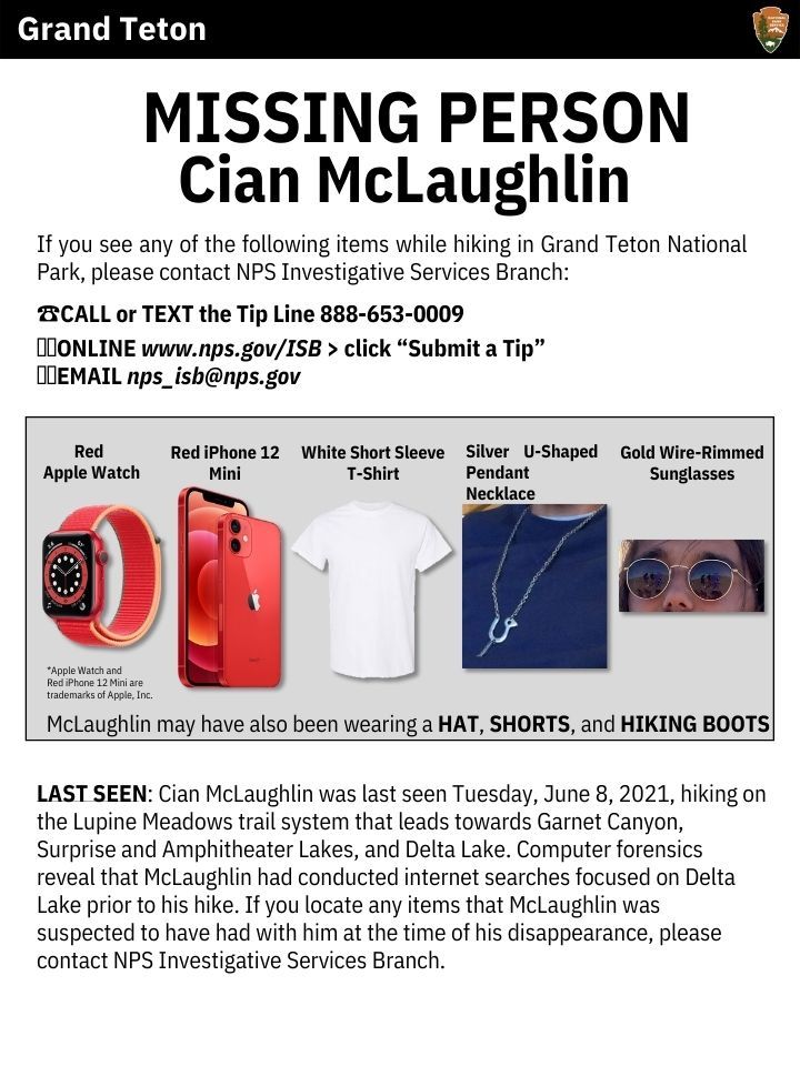 The updated missing person poster for Cian McLaughlin.