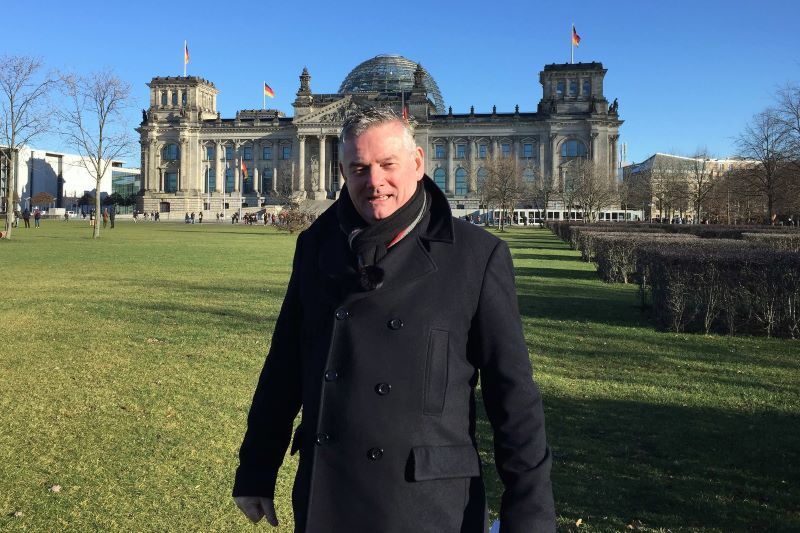 Kevin Magee at the Reichstag building in Berlin, Germany