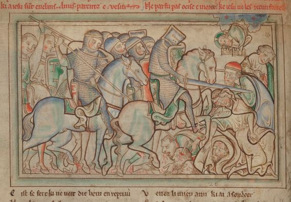 A battle illustrated in the Book of St.  Albans.