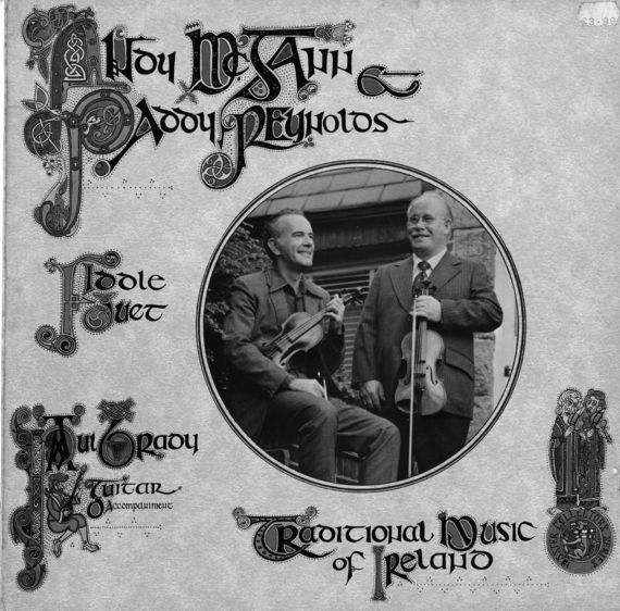 Shanachie a lbum jacket for Andy McGann, Paddy Reynolds and Paul Brady with artwork by Brian Mor O'Boyle . Shanachie a lbum jacket for Andy McGann, Paddy Reynolds and Paul Brady with artwork by Brian Mor O'Boyle .