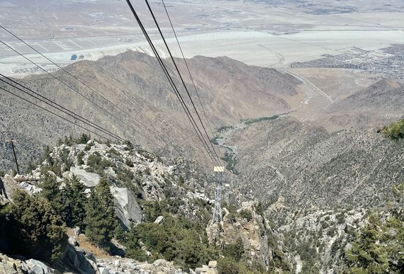 Palm Springs aerial tramway takes you up 8,500 feet to view the Coachella Valley from high in the sky. Palm Springs aerial tramway takes you up 8,500 feet to view the Coachella Valley from high in the sky.