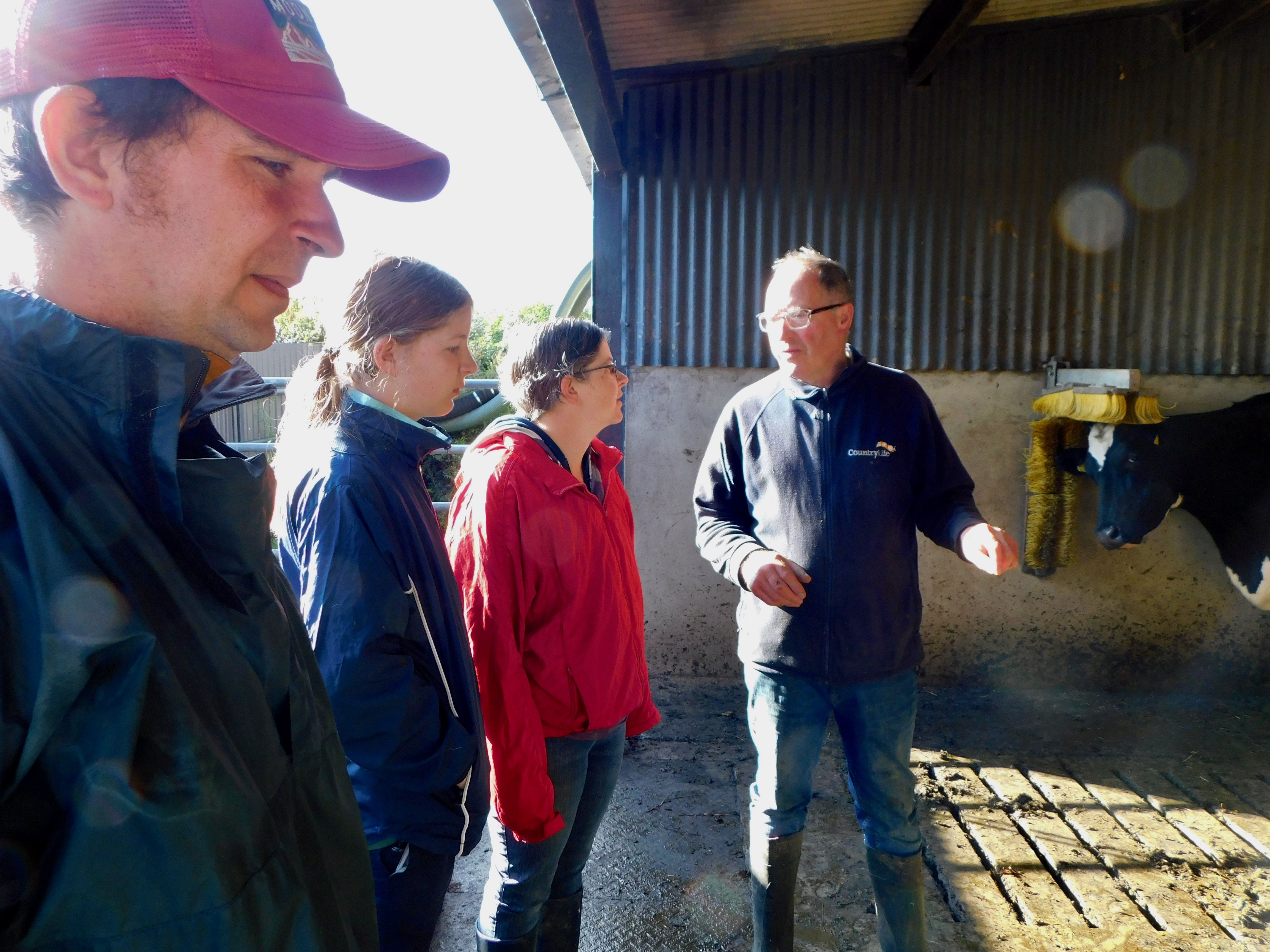 Jim Fitzpatrick provides Brian, Ben and Rachael with tips as they prepare to help Jim milk his fifty dairy cows. Mike and Kate first stayed with Jim and his wife Brid at Glenraha B&B in 2011 and have become close friends from "across the pond." Jim Fitzpatrick provides Brian, Ben and Rachael with tips as they prepare to help Jim milk his fifty dairy cows. Mike and Kate first stayed with Jim and his wife Brid at Glenraha B&B in 2011 and have become close friends from "across the pond."