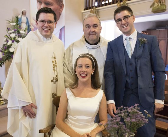 Conor Farnan and his wife Anne-marie on their wedding day with Fathers John and Joe. Conor Farnan and his wife Anne-marie on their wedding day with Fathers John and Joe.