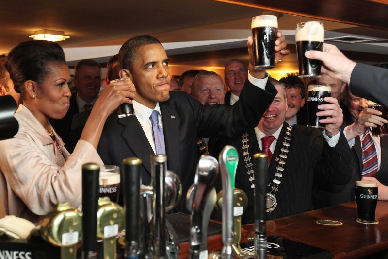 May 23, 2011: President Barack Obama and First Lady Michelle Obama in Hayes Bar in Barack\'s ancestral home of Moneygall, Co Offaly.