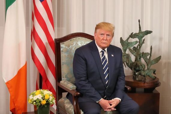 June 5, 2019: US President Donald Trump during a bilateral meeting with Taoiseach Leo Varadkar at Shannon airport in Shannon, Ireland. (Getty Images) June 5, 2019: US President Donald Trump during a bilateral meeting with Taoiseach Leo Varadkar at Shannon airport in Shannon, Ireland. (Getty Images)