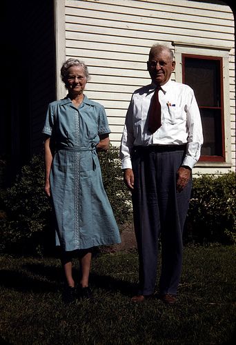 1950s in Murdock, Minnesota: Mary Jannet “Jennie” Foley Walsh with husband Martin J. Walsh Sr., Murdock, Minnesota, both are from Irish backgrounds. Their Irish families emigrated to New Brunswick and Ontario, Canada, before homesteading in rural Minnesota. Photo was taken in the 1950s by their son Martin J. Walsh Jr., an amateur photographer. 1950s in Murdock, Minnesota: Mary Jannet “Jennie” Foley Walsh with husband Martin J. Walsh Sr., Murdock, Minnesota, both are from Irish backgrounds. Their Irish families emigrated to New Brunswick and Ontario, Canada, before homesteading in rural Minnesota. Photo was taken in the 1950s by their son Martin J. Walsh Jr., an amateur photographer.