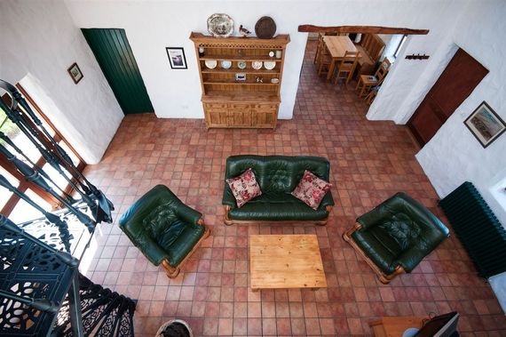 Aerial shot of the sitting room - White Strand Cottage, Rusheenduff, Renvyle, Galway. Aerial shot of the sitting room - White Strand Cottage, Rusheenduff, Renvyle, Galway.