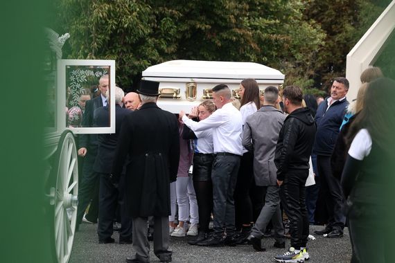 Coffins being carried by pallbearers at the tragic Tallaght funeral. Coffins being carried by pallbearers at the tragic Tallaght funeral.