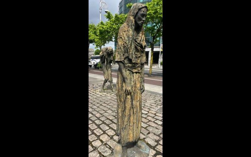 The statue based on Rowan Gillespie's sister who died of anorexia, is one of seven in the Famine sculpture on the quays in Dublin. The statue based on Rowan Gillespie's sister who died of anorexia, is one of seven in the Famine sculpture on the quays in Dublin.