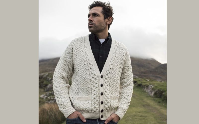 Men's Irish V-neck cardigan