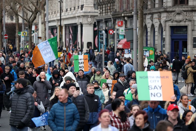 February 4, 2023: An anti-refugee protest in Dublin. (RollingNews.ie) February 4, 2023: An anti-refugee protest in Dublin. (RollingNews.ie)