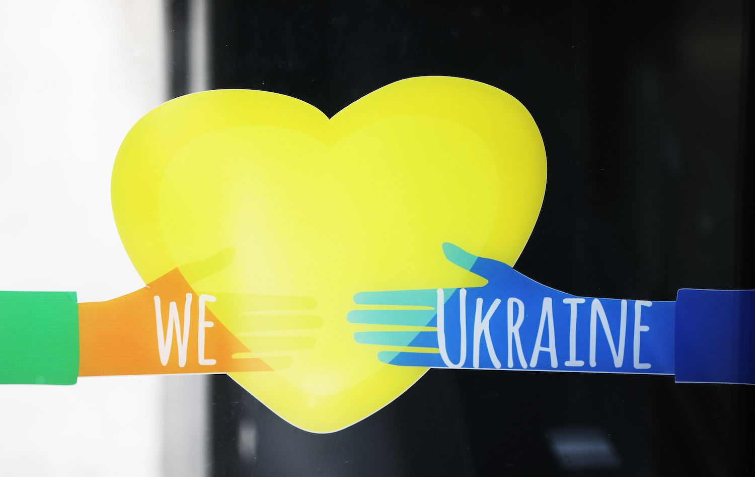 A message of support at Palyanytsya Ukrainian shop in Dublin. A message of support at Palyanytsya Ukrainian shop in Dublin.