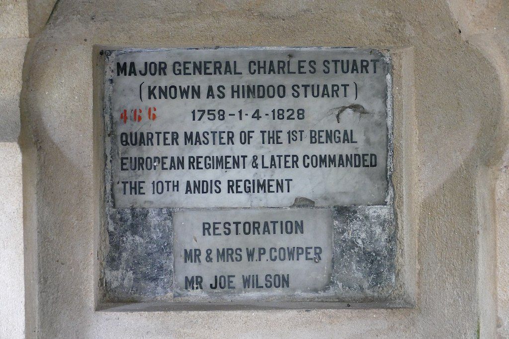 Description on the tomb of Irishman Stuart in Calcutta.