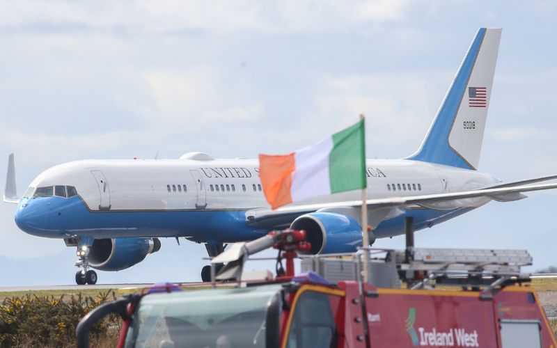 April 14, 2023: Air Force One lands at Ireland West Airport in Co Mayo. (RollingNews.ie) April 14, 2023: Air Force One lands at Ireland West Airport in Co Mayo. (RollingNews.ie)