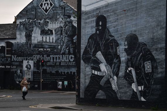 Murals in Belfast commemorating the Titanic and The Troubles. Murals in Belfast commemorating the Titanic and The Troubles.