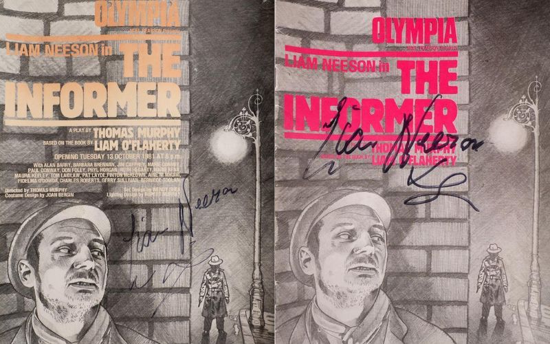 "The Informer" programme and poster signed by Liam Neeson. (Whyte's) "The Informer" programme and poster signed by Liam Neeson. (Whyte's)