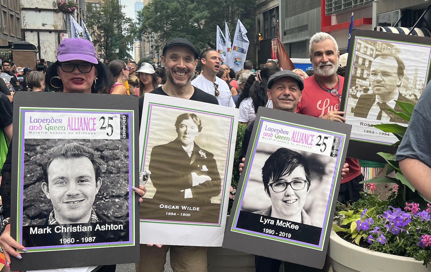 Brendan Fay (center) and fellow Lavender and Green Alliance marchers. Brendan Fay (center) and fellow Lavender and Green Alliance marchers.