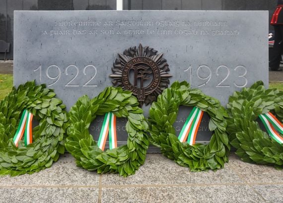 Wreaths laid at the monument during a ceremony to rededicate the National Army Monument in honour of soldiers of the National Army who died during the Civil War in Glasnevin Cemetery. Wreaths laid at the monument during a ceremony to rededicate the National Army Monument in honour of soldiers of the National Army who died during the Civil War in Glasnevin Cemetery.