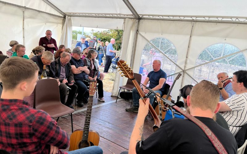 Musicians perform at Sunday's celebration. Credit: Sophie Dunne
