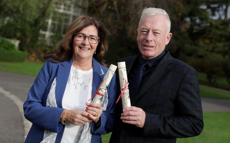 Cyril Meehan (R) and Mona Power on behalf of her husband Noel Power. Cyril Meehan (R) and Mona Power on behalf of her husband Noel Power.
