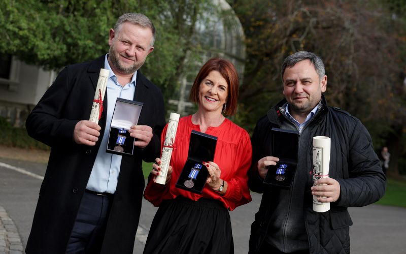 Oleg Coronciuc, Louise Casey on behalf of her father Walter Murphy, and Veaceslav Coronciuc. Oleg Coronciuc, Louise Casey on behalf of her father Walter Murphy, and Veaceslav Coronciuc.