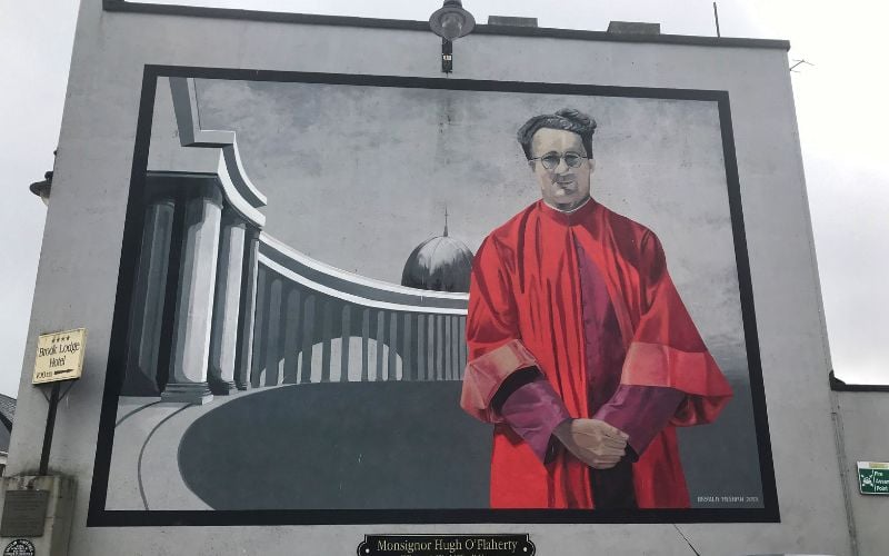 A mural of Monsignor Hugh O'Flaherty in Killarney, Co Kerry. (Courtesy Jennifer O'Sullivan / Fáilte Ireland / Ireland's Content Pool) A mural of Monsignor Hugh O'Flaherty in Killarney, Co Kerry. (Courtesy Jennifer O'Sullivan / Fáilte Ireland / Ireland's Content Pool)