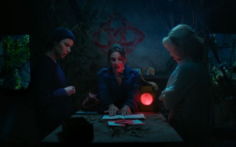 Roisin Gallagher as Saoirse Shaw, Caoilfhionn Dunne as Dara Friel, and Sinead Keenan as Robyn Winters in "How to Get to Heaven from Belfast." (Netflix) Roisin Gallagher as Saoirse Shaw, Caoilfhionn Dunne as Dara Friel, and Sinead Keenan as Robyn Winters in "How to Get to Heaven from Belfast." (Netflix)
