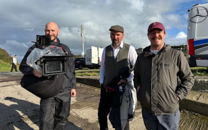 Behind the scenes of "The Kildoney Men." Director Daragh Goan on the right. Behind the scenes of "The Kildoney Men." Director Daragh Goan on the right.
