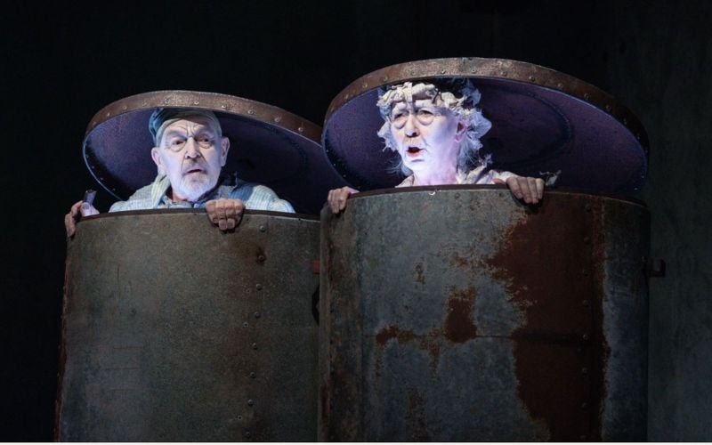 Bosco Hogan and Marie Mullen in "Endgame" at the Irish Arts Center. (HanJie Chow) Bosco Hogan and Marie Mullen in "Endgame" at the Irish Arts Center. (HanJie Chow)