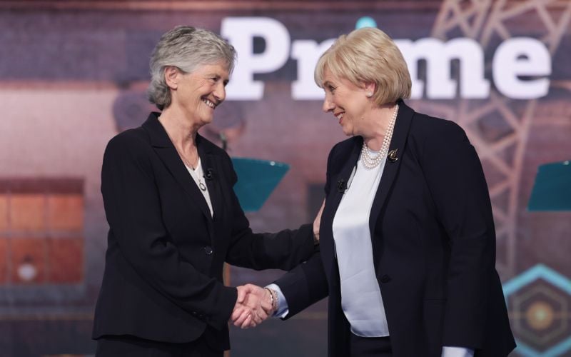 Presidential candidates Catherine Connolly and Heather Humphreys at RTE for the "Prime Time" live debate, which was be the final debate ahead of the election.  Presidential candidates Catherine Connolly and Heather Humphreys at RTE for the "Prime Time" live debate, which was be the final debate ahead of the election.