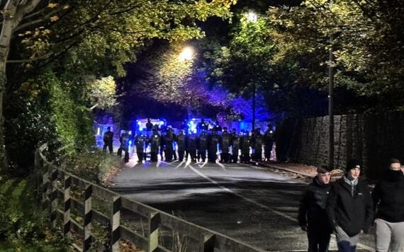 Riot police line out during violent breach of peace in Citywest. Riot police line out during violent breach of peace in Citywest.