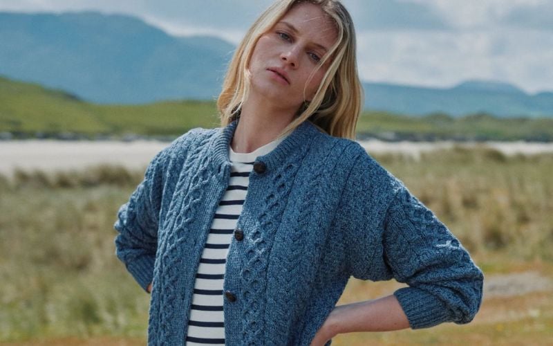 Aran Woolen Mills' Achill ladies' Aran cardigan.